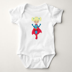 Body Superhero Girl, mignonne Girl, cheveux blonds, Red