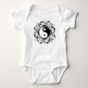 Body Symbole Yin & Yang Style de tatouage noir et blanc