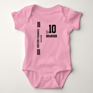 Body t-shir de football rose noir bébé joueur personnal