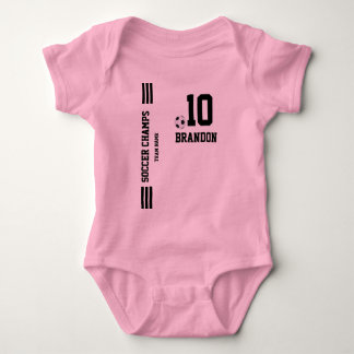 Body t-shir de football rose noir bébé joueur personnal