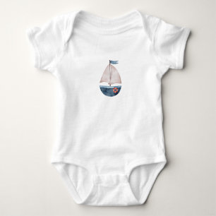 Body T-shirt bateau bleu aquarelle