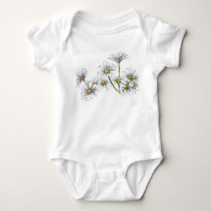 Body T-shirt bébé blanc avec marguerites