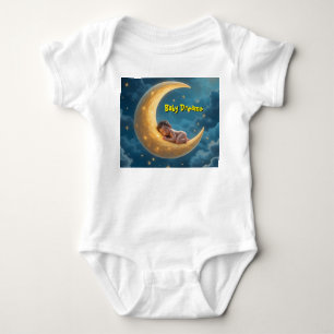 Body T-shirt bébé lune endormie (blanc)