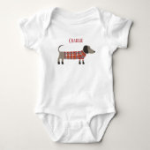 Body T-shirt Dachshund Saucage Nom du chien (Devant)