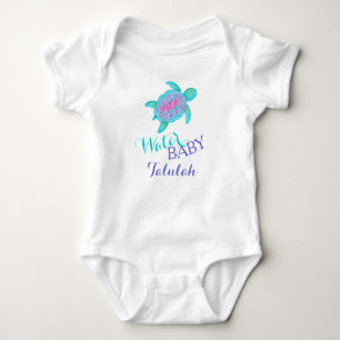 Body T-shirt d'art de tortue d'aqua de roses pâles de