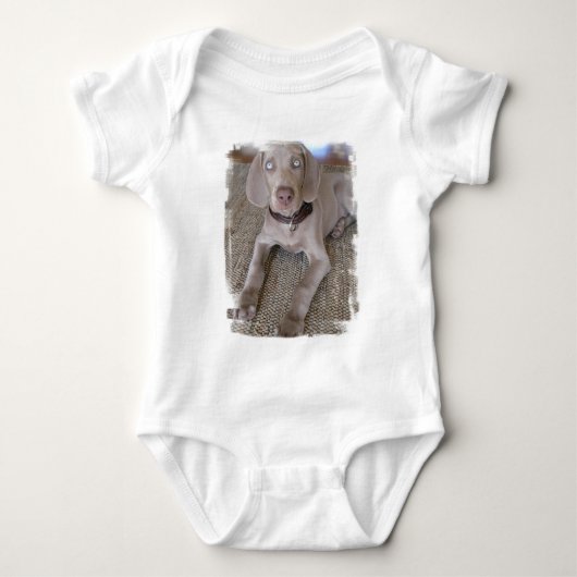 Body T-shirt de bébé de chiot de Weimaraner (Devant)
