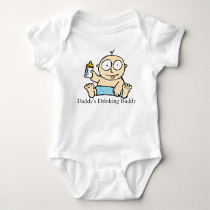 Body T-shirt humour bébé "Mon père boit mon pote"