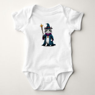 Body T-Shirt Mini sorcier chat avec bâton magique