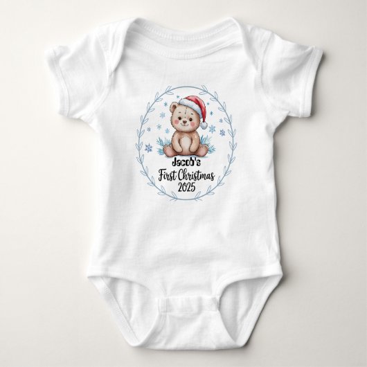 Body T-Shirt-Personalized Baby's First Xmas 2025-Boy (Devant)