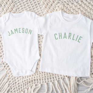 Body T-shirt personnalisé avec nom pour enfants   Sauge