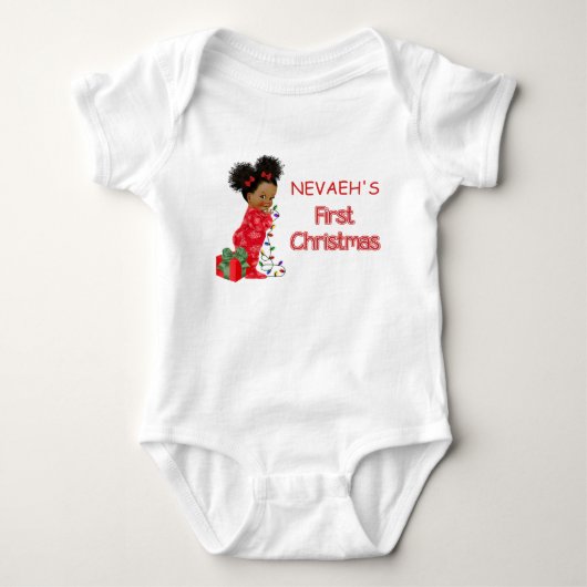 Body T-shirt pour le premier Noël de bébé fille afro-am (Devant)