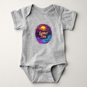 Body T-shirt vibrant rétro “Summer Time” avec coucher d