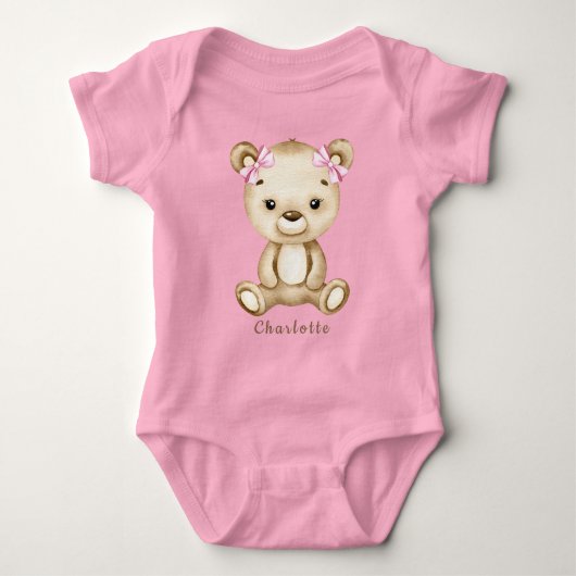 Body Teddy Bear Girl Baby Bodysuit (Devant)