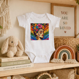 Body Tenue bébé inspirée de Frida Art floral Bohème