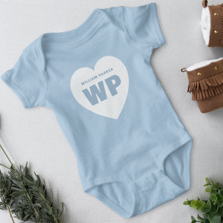 Body Tenue bleu personnalisé nouveau-né Garçon Cœur Ble