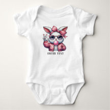 Texte Personnalisé Baby Girl Bunny Blowbble