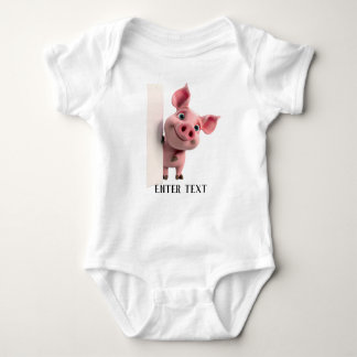 Body Texte personnalisé Cochon Peeking Baby Bodysuit