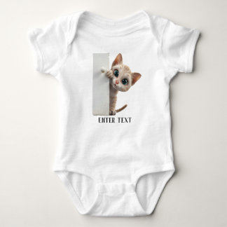 Body Texte Personnalisé Cute Chat Peeking Baby Bodysuit