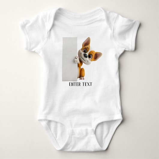 Body Texte Personnalisé Mignonne Chiot Peeking Baby Bod (Devant)