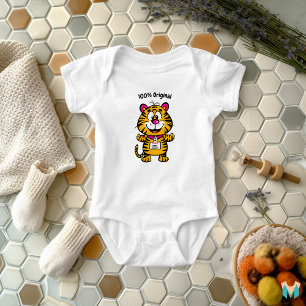 Body Tigre Bébé Personnalisé avec Nom et Étiquette Télé