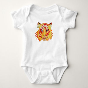 Body Tigre Dessin Baby Jersey Bodysuit, Blanc
