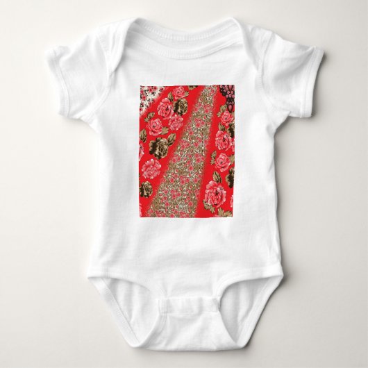 Body Tissu rouge éclatant avec floral complexe et (Devant)