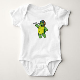 Body Tortue comme pilote avec avion en papier