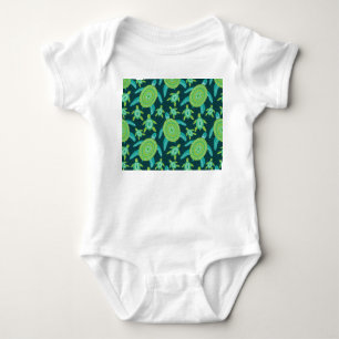 Body Tortues ornementales vertes : motif vintage.