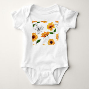 Body Tournesols dessinés à la main : motif jaune vif.