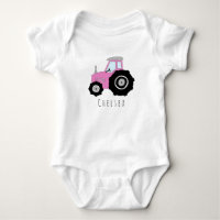 Tracteur de ferme rose pour bébé personnalisé avec