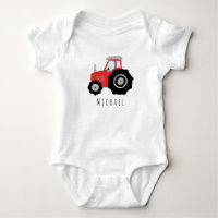 Tracteur de ferme rouge pour bébé personnalisé ave