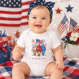 Body Trio de glace moderne et patriotique pour bébé per