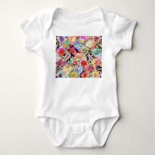 Body Tropical motif floral, couleurs vives.