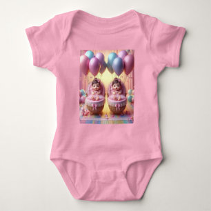 Body Twin Baby Girls In Pastel Balloons et Rubans