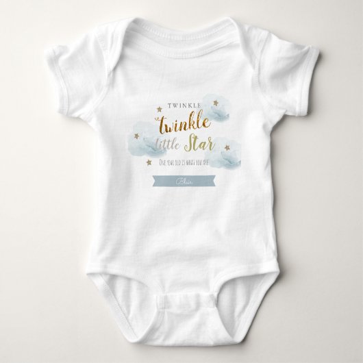 Body Twinkle Twinkle Little Star Bleu 1er Anniversaire (Devant)