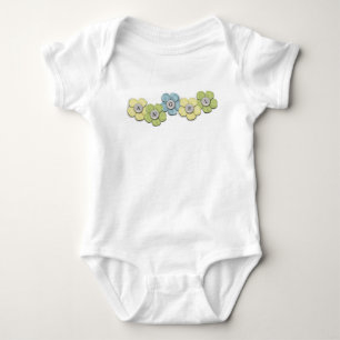 Body Typographie « Angel » Floral Bleu Jaune