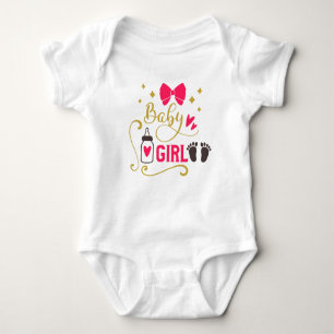 Body Typographie "Baby Girl" Pink Girly Baby Glam Gold