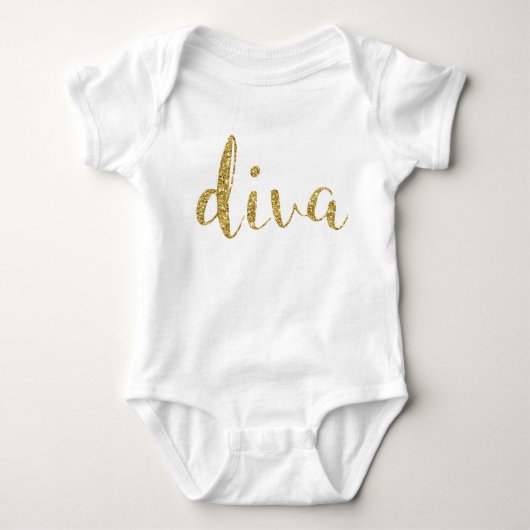 Body Typographie dorée «Diva» Bébé Fille Chic Élégante (Devant)