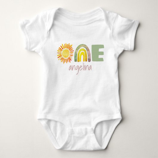 Body Un premier anniversaire Baby Boho Rainbow Name Bab (Devant)