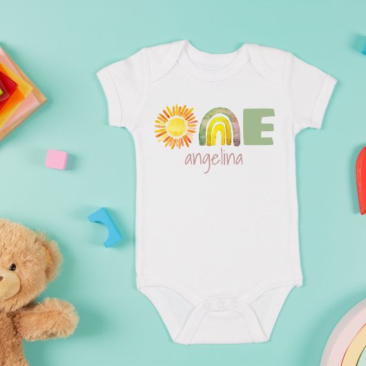 Body Un premier anniversaire Baby Boho Rainbow Name Bab