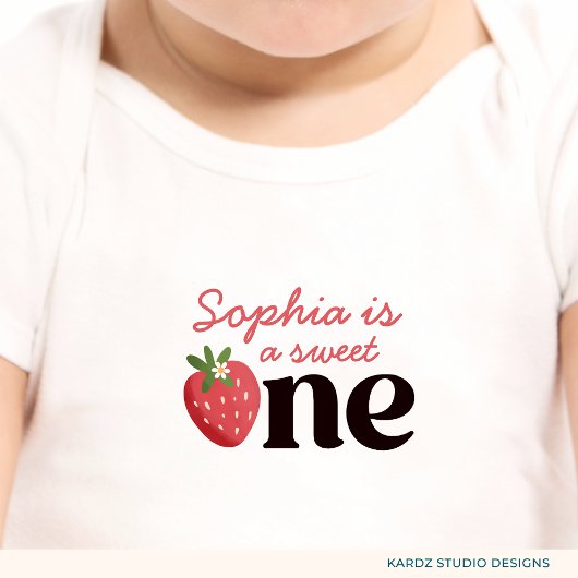 Body Une douce fraise fille 1er anniversaire