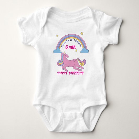 Body Unicorn Anniversaire Bodysuit bébé - Nom et âge pe (Devant)