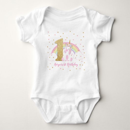 Body Unicorn Baby Girl Bodysuit One Piece 1er Anniversa (Devant)