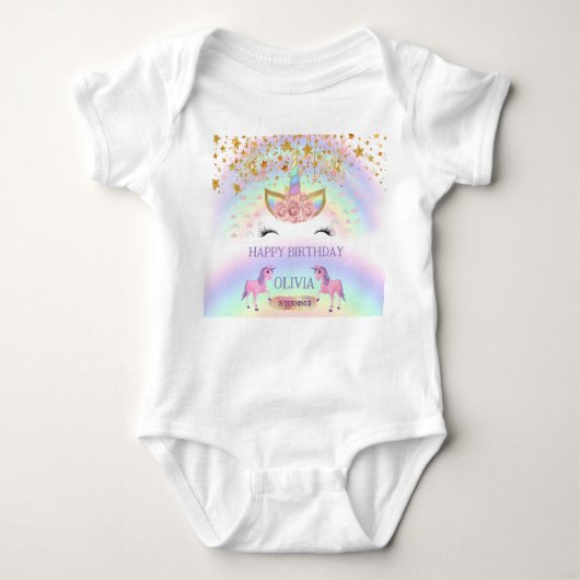 Body Unicorn fête Rainbow 1er Anniversaire whimsday gir (Devant)