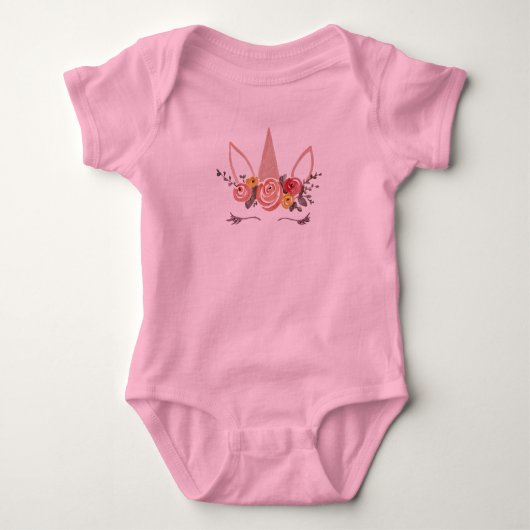 Body Unicorn Flower Crown Baby Girl Bodysuit (Devant)