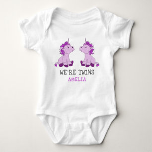 Body Unicorn Twin Girls Baby Bodysuit avec nom