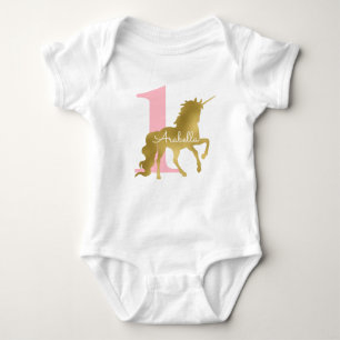 Body Unicorne rose et or Anniversaire