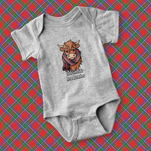 Body Vache Highland avec Sinclair Écharpe rouge Tartan