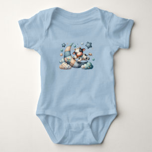 Body Vache patchwork mignonne sur la lune avec des étoi