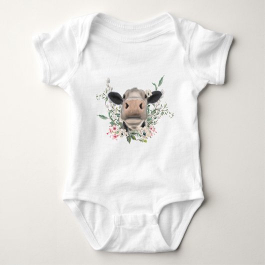 Body vaches nez baiser fleurs aquarelle gris animal de  (Devant)